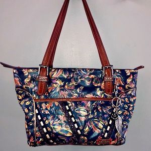 Sakroots coated canvas Treehouse print purse bag